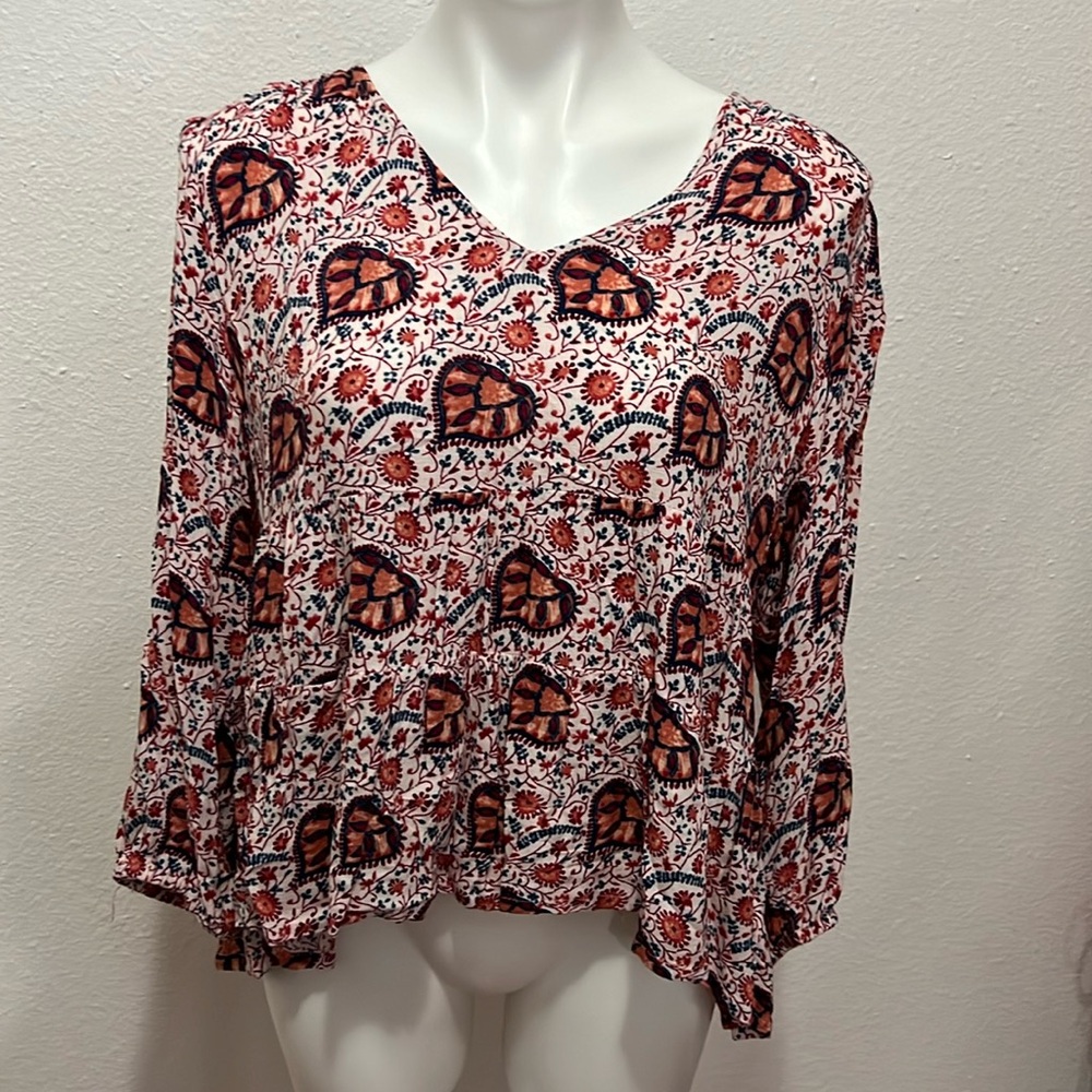 Lucky Brand Colorful Boho Top Sz M